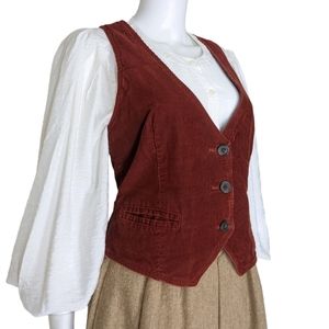 J. CREW Corduroy Vest Rust Brown Preppy Boho Cottagecore Cotton Vest Medium